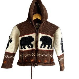 Earth Ragz Wool Blend Bear Knitted Sweater with Hood Size 4T